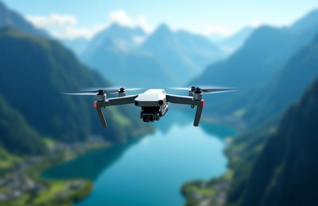 Drone flying over a landscape