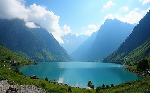 Student photo of a Swiss landscape featuring mountains and a lake